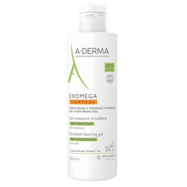 A-DERMA EXOMEGA GEL MOUSSANT ÉMOLLIENT ANTI-GRATTAGE 500 ML