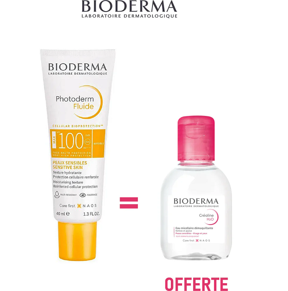 BIODERMA COFRRET PHOTODERM FLUIDE INVISIBLE SPF100+SENSIBIO H2O 100ML