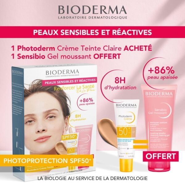 BIODERMA PACK PHOTODERM CREME TEINTE CLAIRE SPF50+40ML+SENSIBIO GEL MOUSSANT 100ML