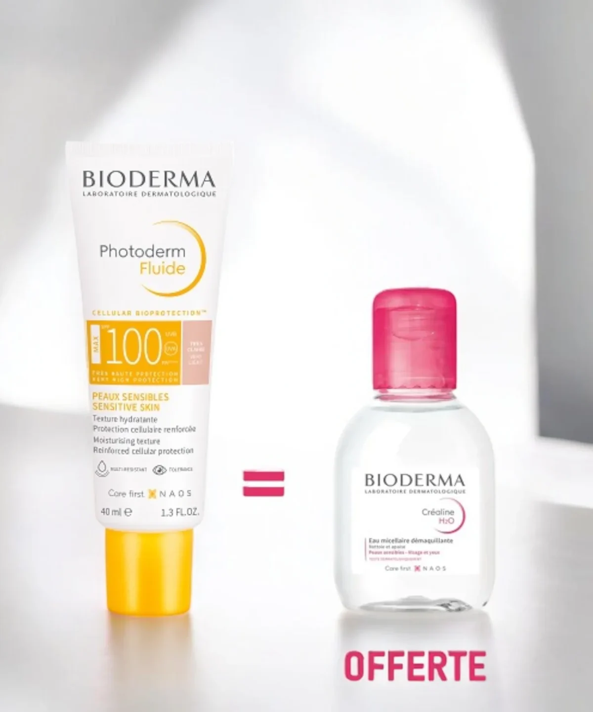 BIODERMA PACK PHOTODERM FLUIDE TRES CLAIRE SPF100+ SENSIBIO H2O 100ML