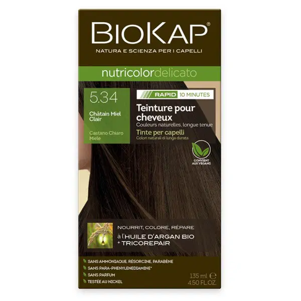 BIOKAP NUTRICOLOR DELICATO RAPID 5.34 CHATAIN MIEL CLAIR