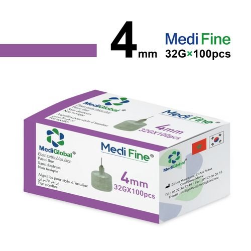 BOITE AIGUILLES POUR STYLO D'INSULINE 4MM/32G 100PCS