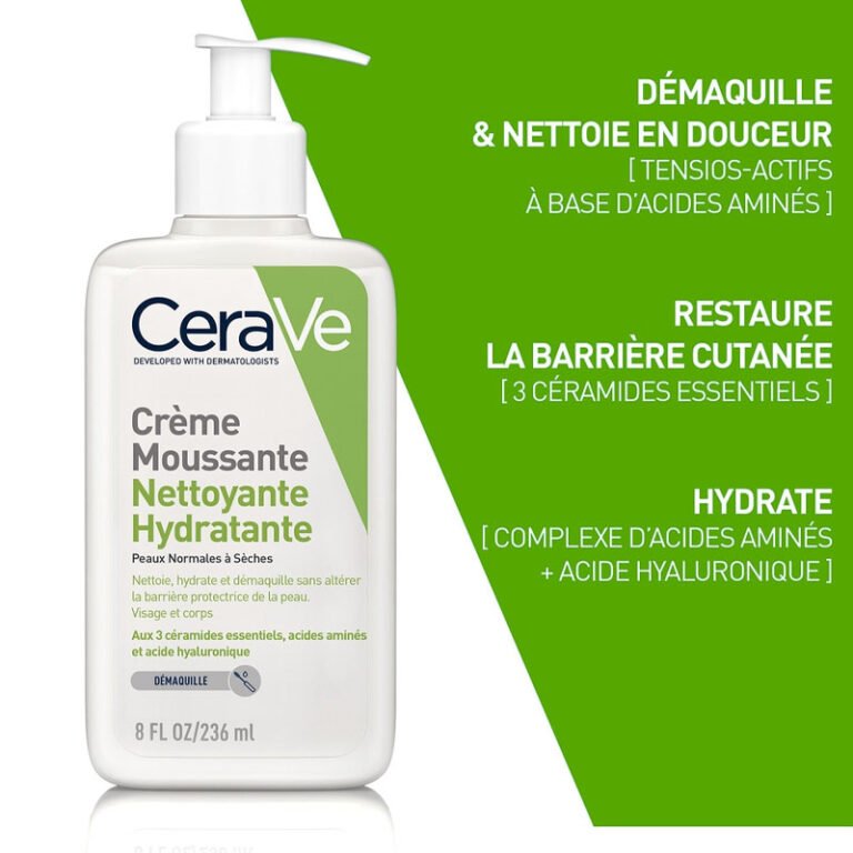 CERAVE Crème Moussante Nettoyante Hydratante Peaux Normales à Sèches 236ML