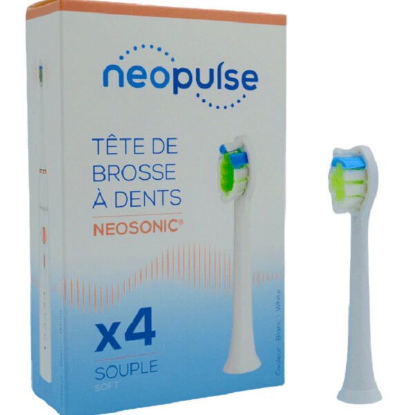 NEOPULSE RECHARGE 4 TETES DE BROSSE A DENT SOUPLE SOFT BLANC