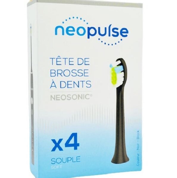 NEOPULSE RECHARGE 4 TETES DE BROSSE A DENT SOUPLE SOFT NOIR