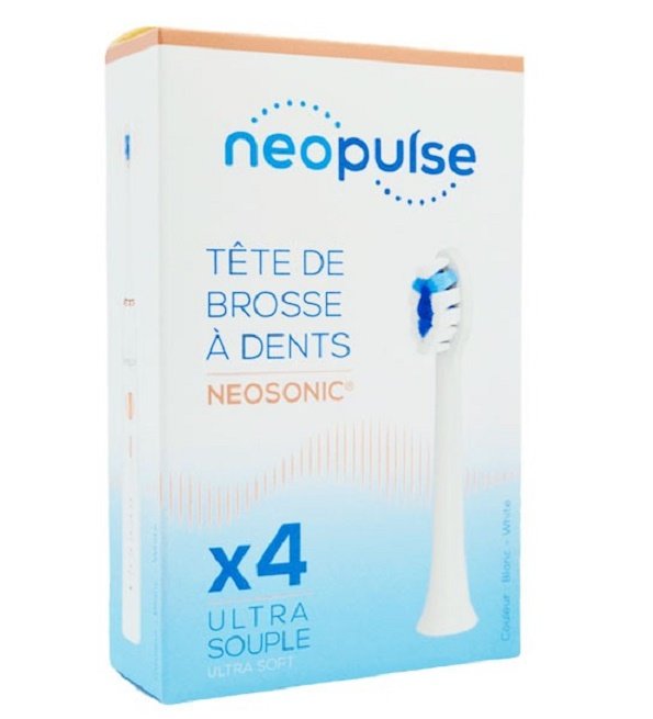 NEOPULSE RECHARGE 4 TETES DE BROSSE A DENT ULTRA SOUPLE BLANC