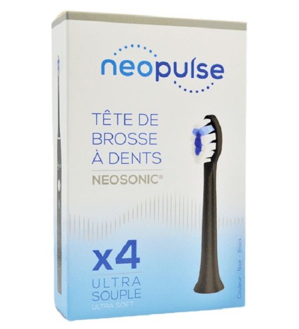 NEOPULSE RECHARGE 4 TETES DE BROSSE A DENT ULTRA SOUPLE NOIR