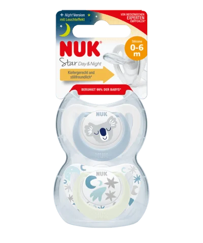 NUK DEUX SUCETTES STAR NIGHT& DAY 0-6 MOIS