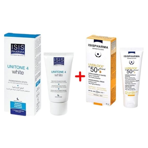 PACK UNITONE 4 WHITE ADVANCED + UVEBLOCK 50+DRY TOUCH ET TROUSSE OFFERT
